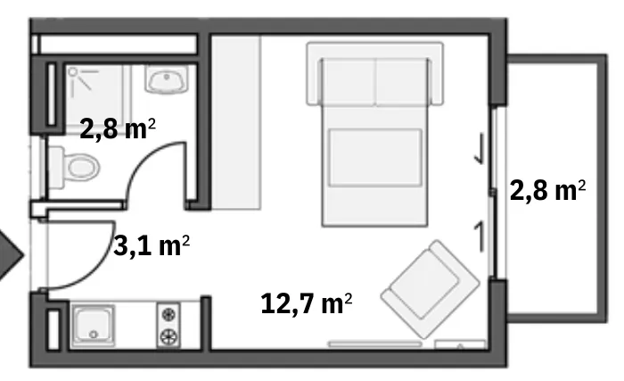 Mwangani Apartments, Studio