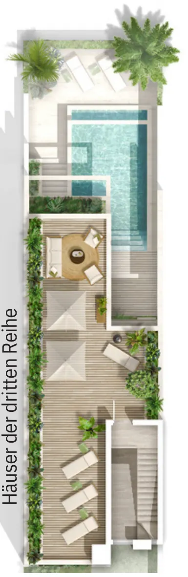 Villa 3. Reihe mit Dachterrasse, Grundriss mit Dachterrasse