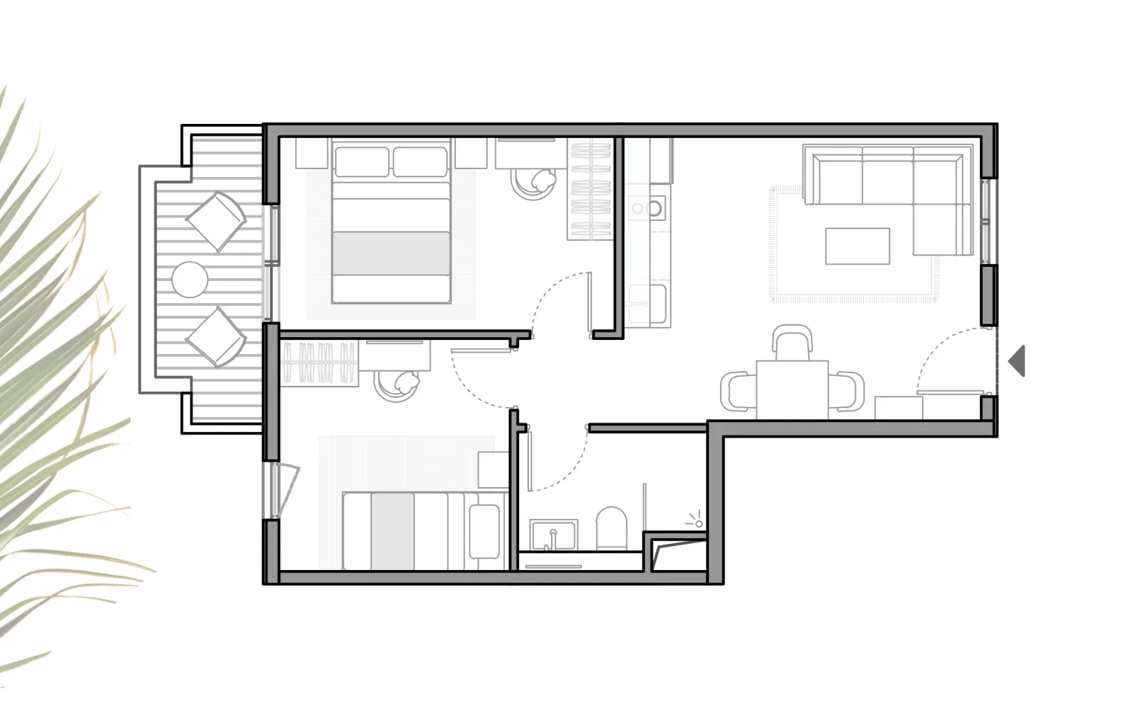 2-Schlafzimmer (Typ A), Grundriss