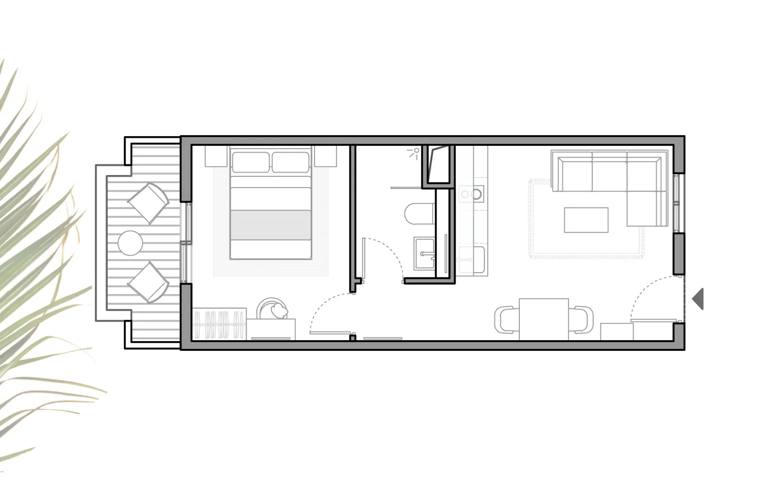 1-bedroom (type A), Floor plan