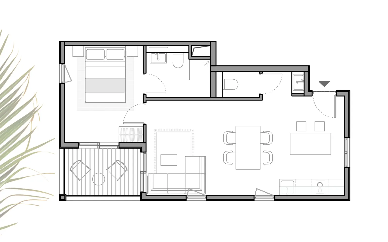 1-bedroom (type B), Floor plan