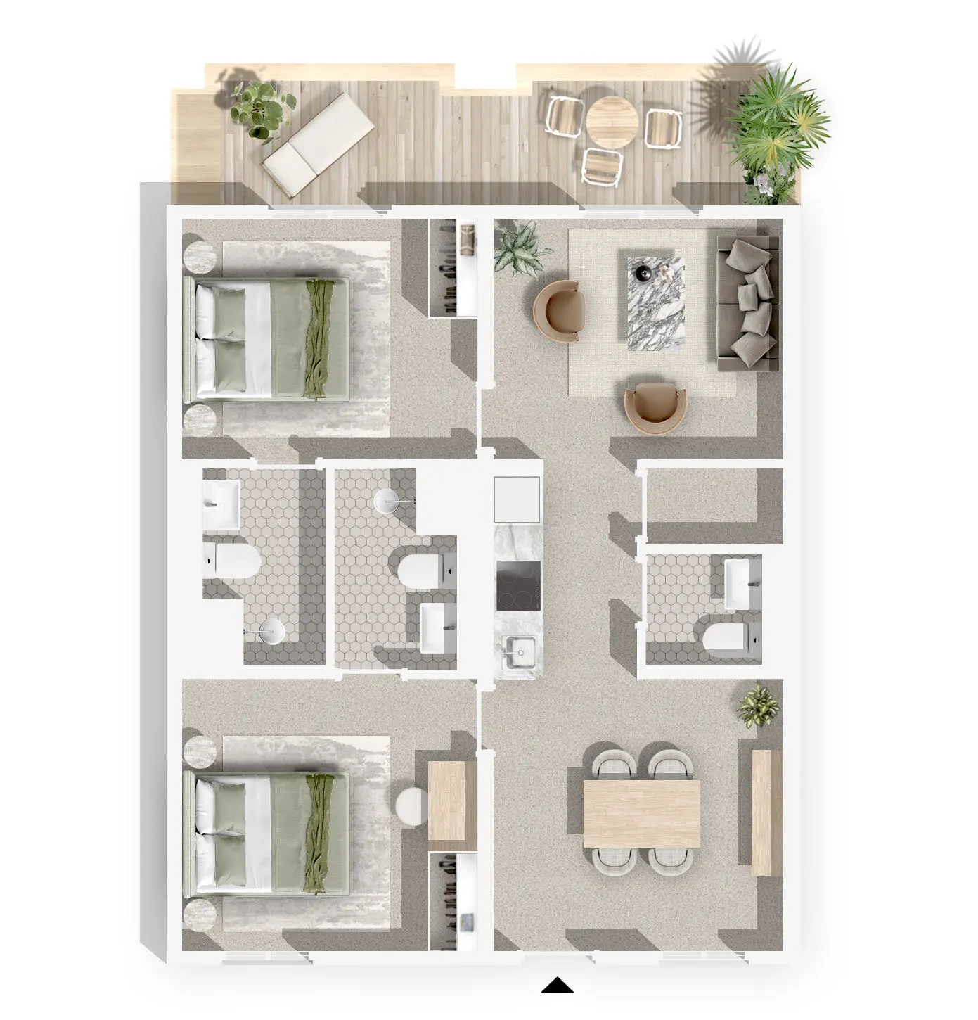 2-bedroom apartment, Floor plan