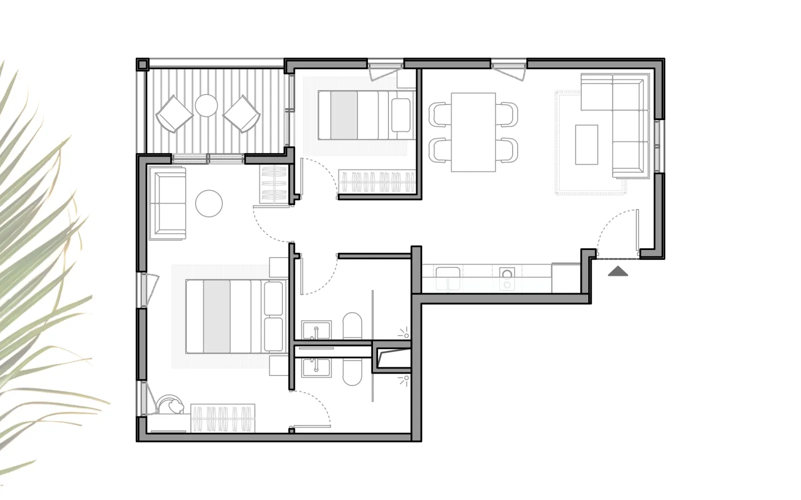 2-Schlafzimmer (Typ B), Grundriss