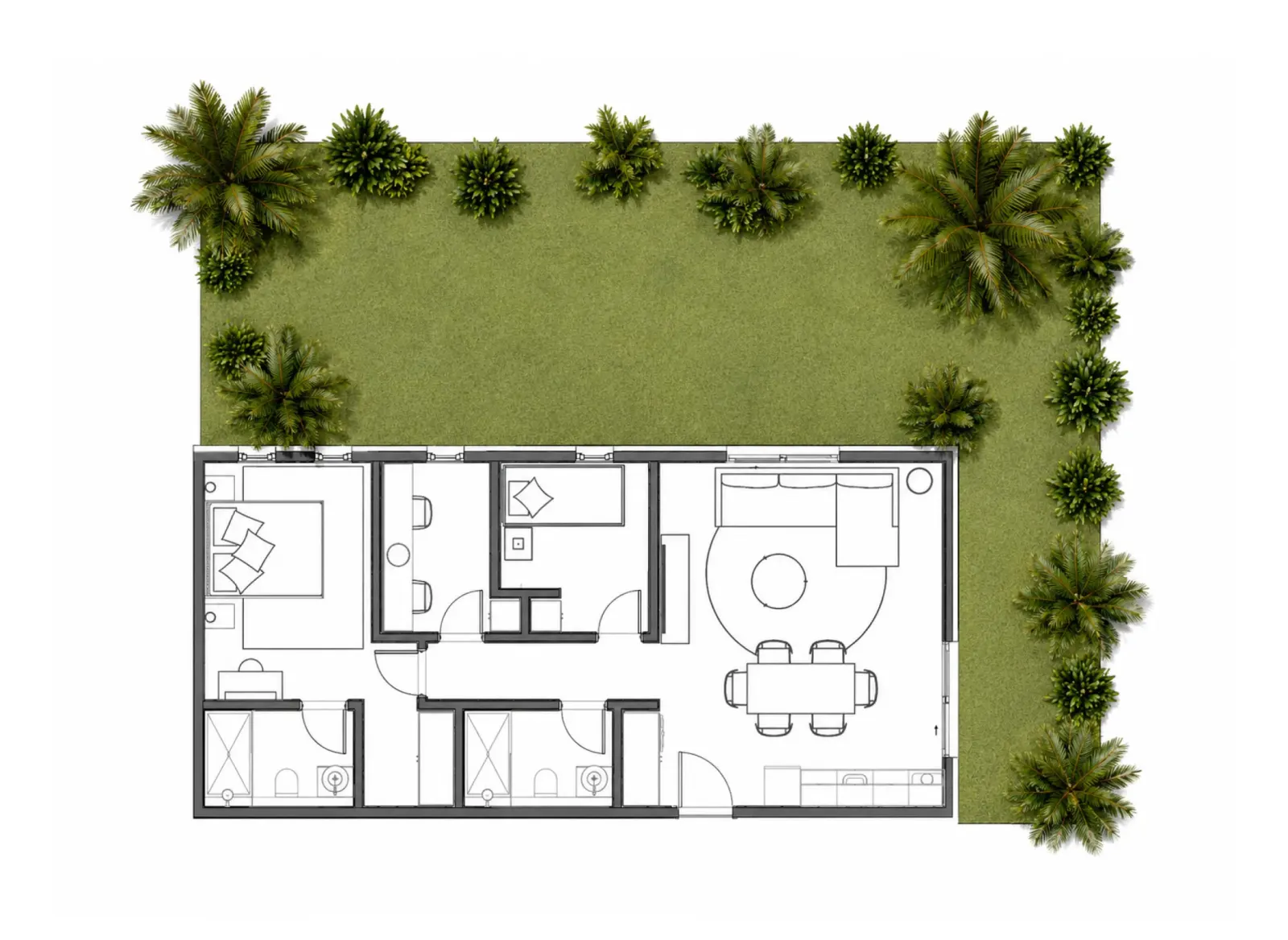 3-Schlafzimmer-Wohnung, Grundriss