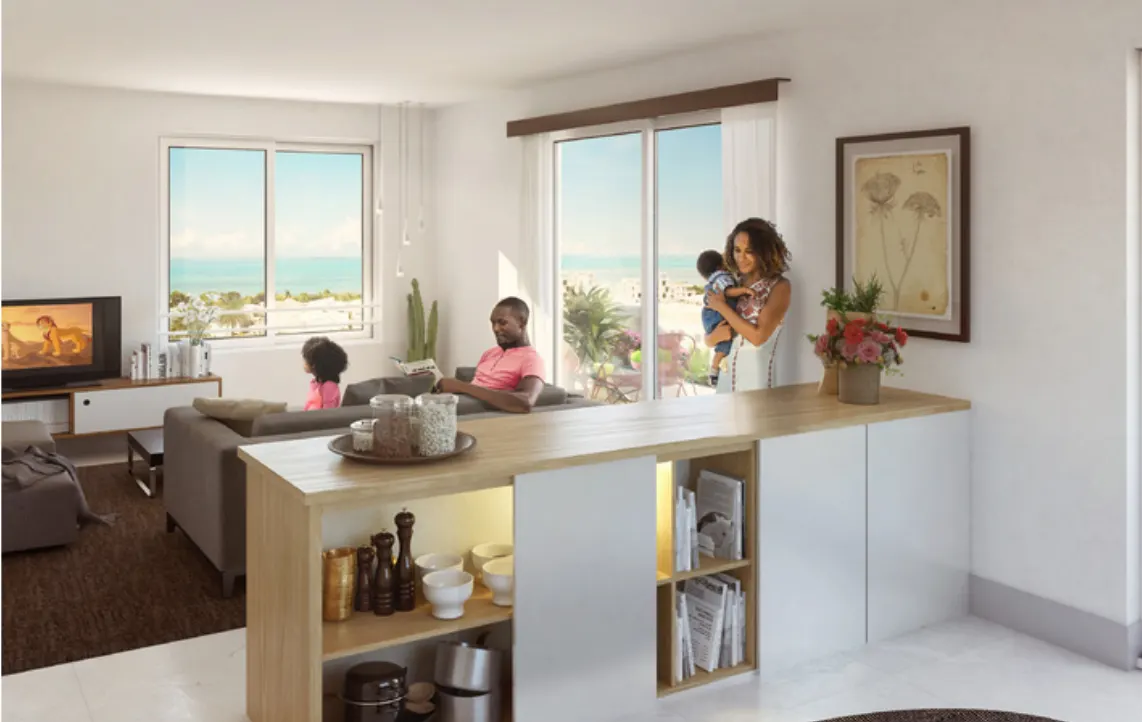 3-bedroom penthouse, Living area (sample rendering)