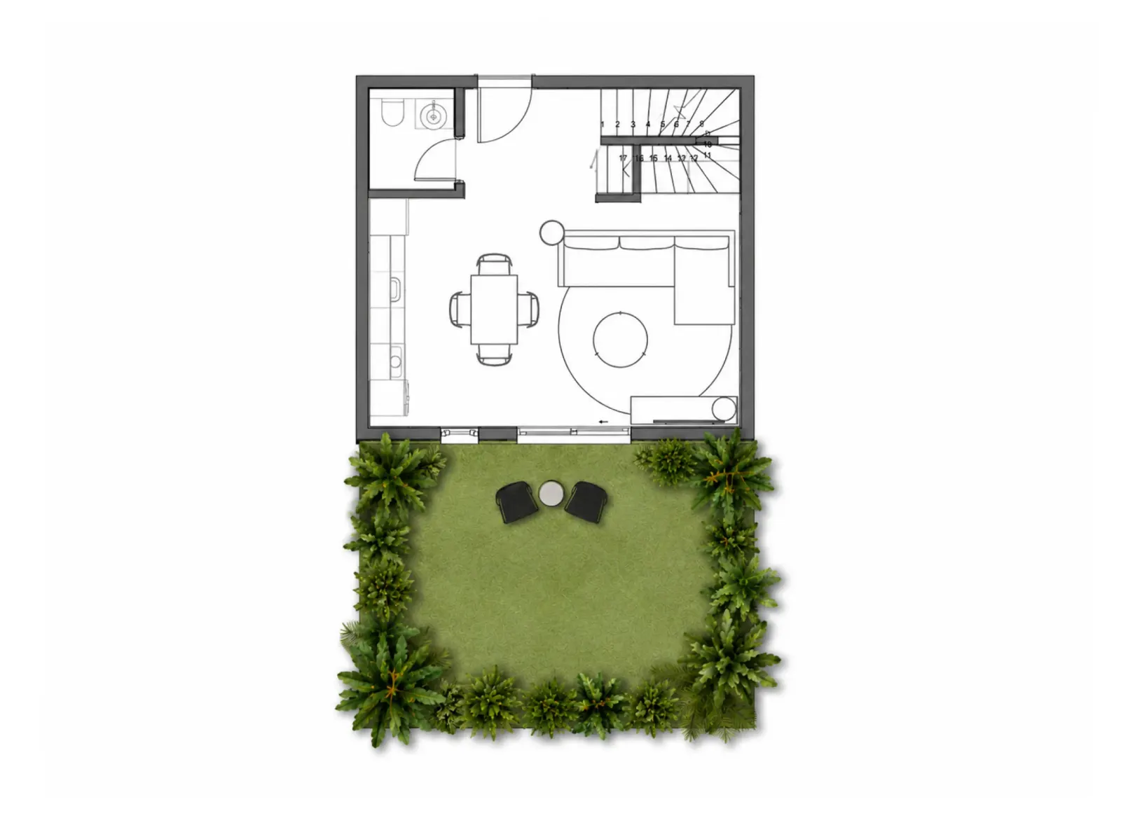 2-bedroom duplex, Floor plan, upper floor
