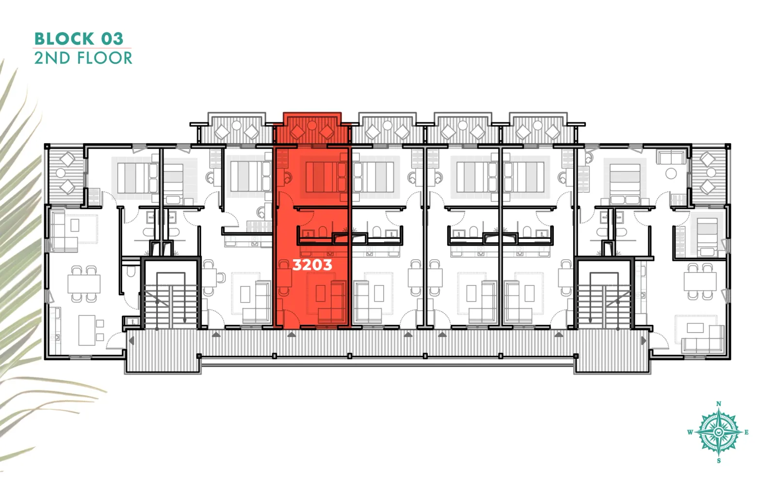 1-bedroom (type A), Position in the building