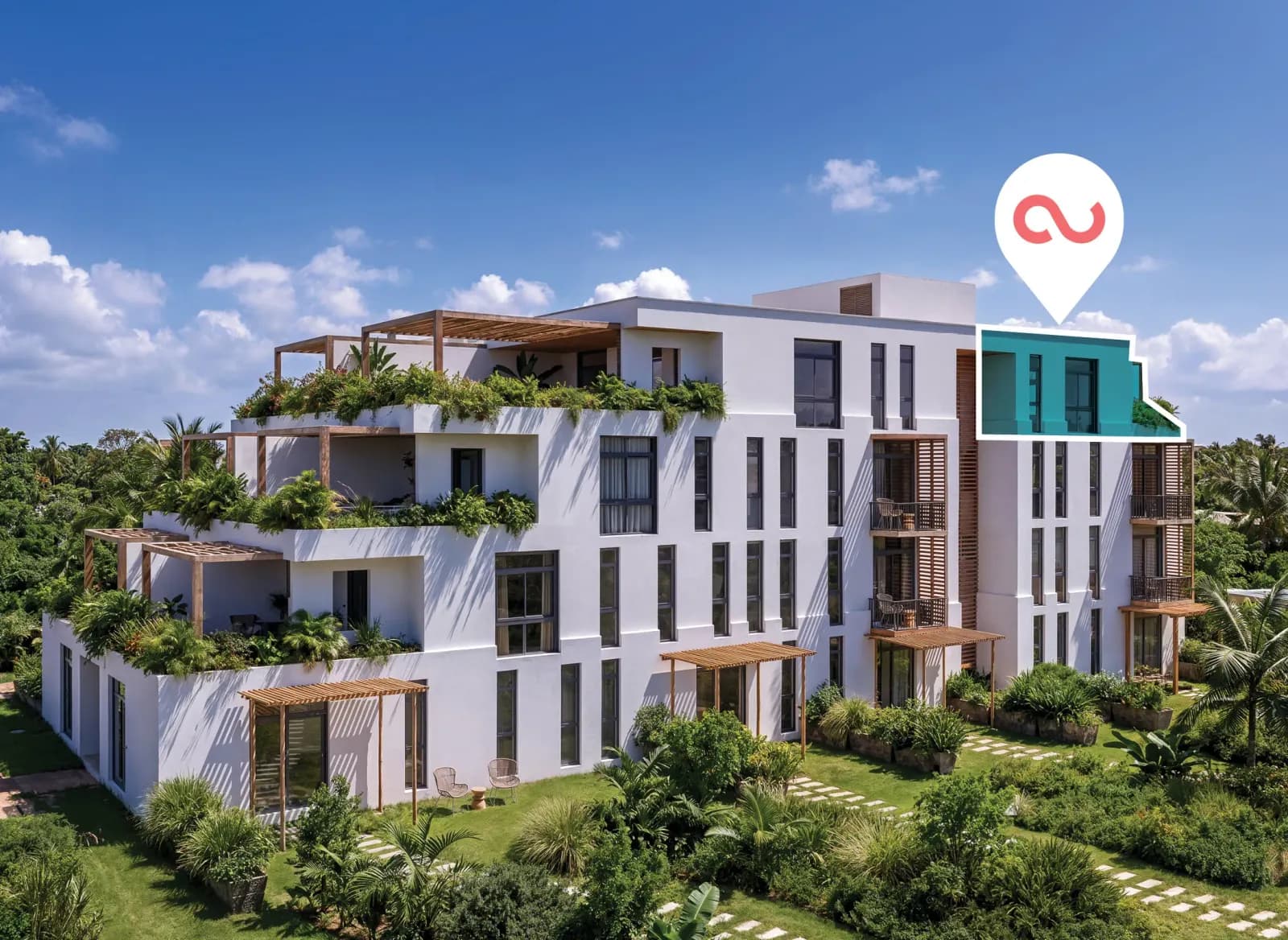 1-bedroom penthouse, Building