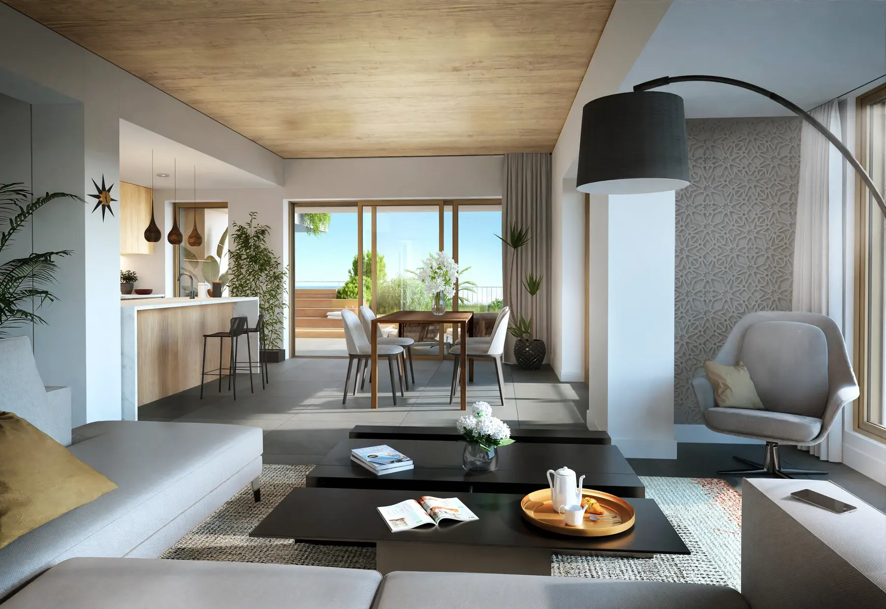 Visualisierung eines Penthouse-Wohnbereichs im Burj Zanzibar