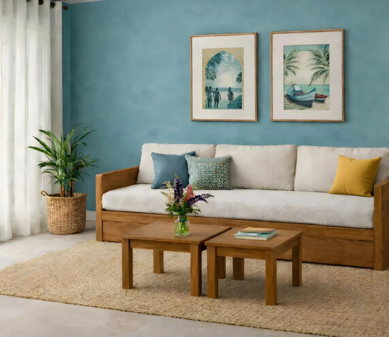 Wohnzimmer aus dem CPS-Paket CheiChei mit Teak-Sofa